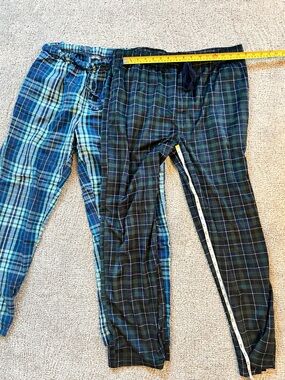 2 pairs of sleep bottoms - Plaid Flannel Lounge Pants and - Blue & Green